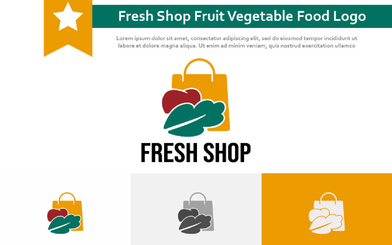 Frisches Shop-Obst-Gemüse-Lebensmittel-Shopping-Logo