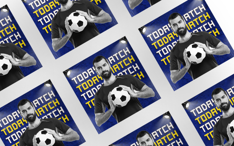 Fußball-Mann des Spiels Social Media Flyer Banner-Design-Vorlage