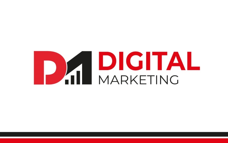 Logotipo de marketing digital con cuatro variaciones de color