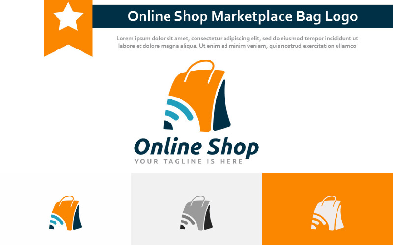 Logotipo moderno da sacola de compras do mercado da loja on-line