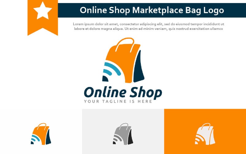 Online Shop Marketplace Shoppingväska Modern Logotyp