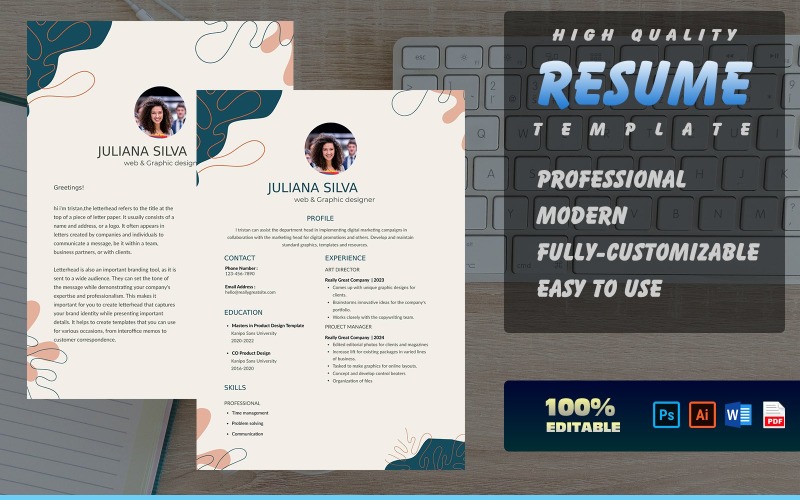 Resume / CV | Professional | Modern | High quality | 100% Editable 3