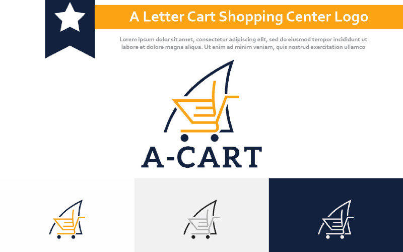 Um logotipo simples moderno de um shopping center de carrinho de carta