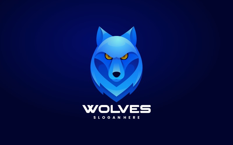 Logo dégradé de tête de loup vectoriel