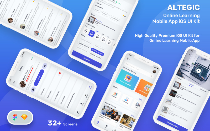 Altegic – Online tanulási mobilalkalmazás UI készlet
