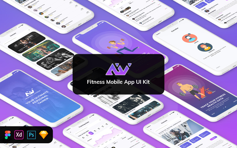Amerivex — zestaw UI aplikacji mobilnej Fitness