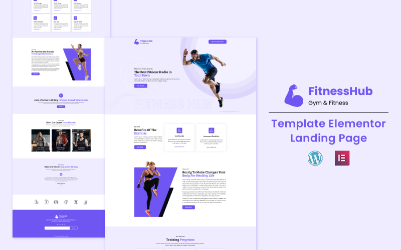 FitnessHub - Modello di pagina di destinazione di Elementor per palestra e fitness