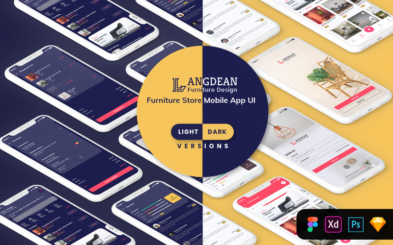Kit d'interface utilisateur MobileApp pour magasin de meubles (clair et foncé)