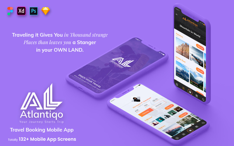 Kit d'interface utilisateur pour l'application mobile Atlantigo-Travel & Flight Booking