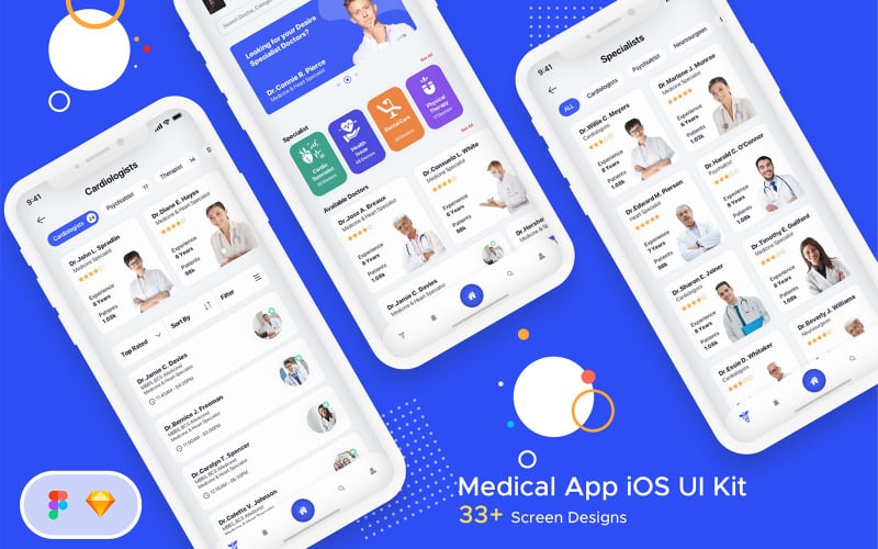 Sjukhus och hälsovård Mobile App UI Kit