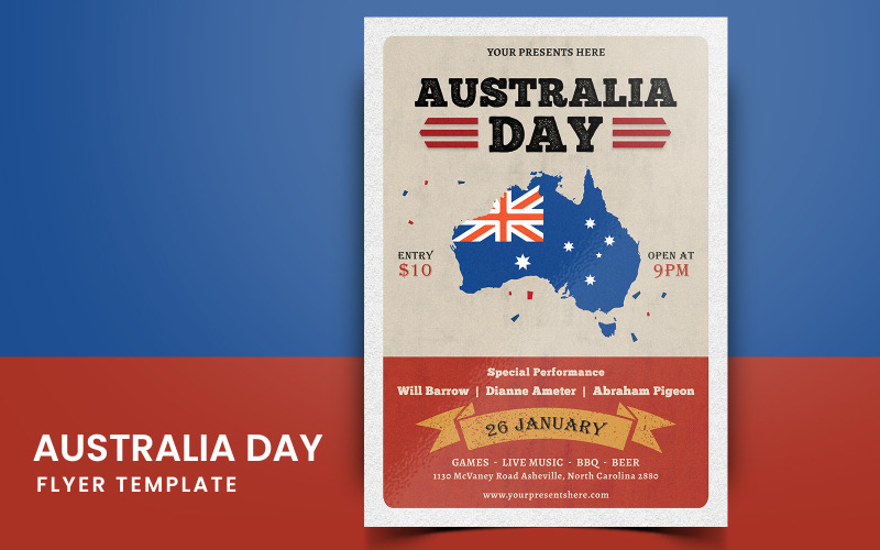 Ausztrália nap A4-es szórólap közösségi média sablon
