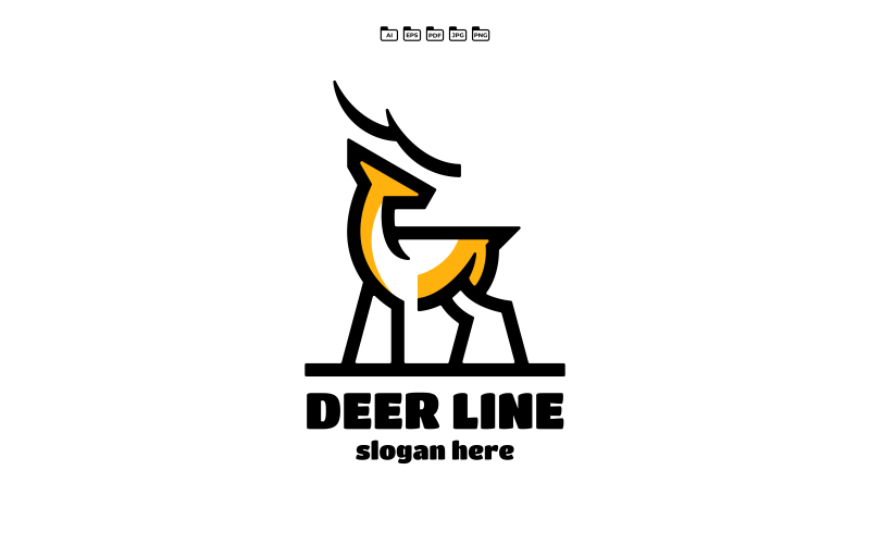 Deer Line Bold Style Logo Template