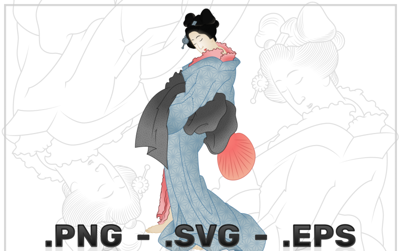 Gésa Vector Design Kezében Egy Legyező