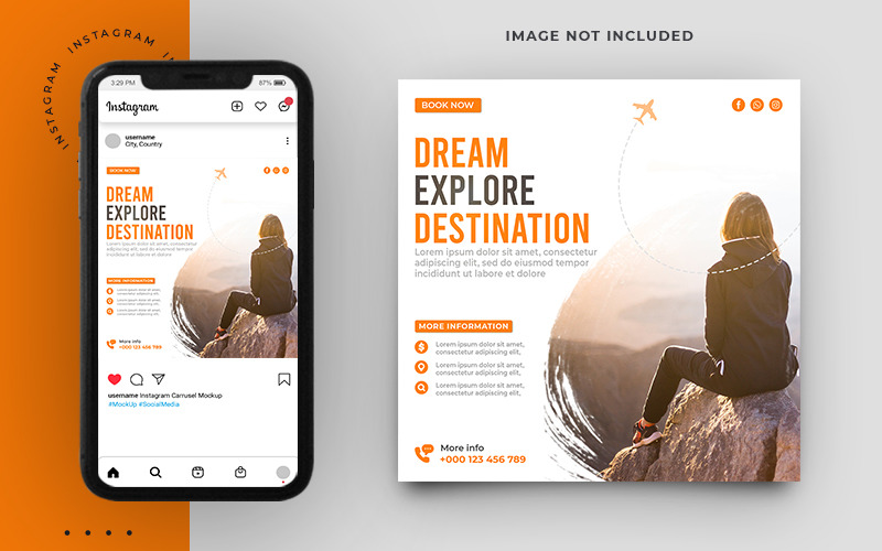 旅行和旅游社交媒体发布横幅 Instagram 模板