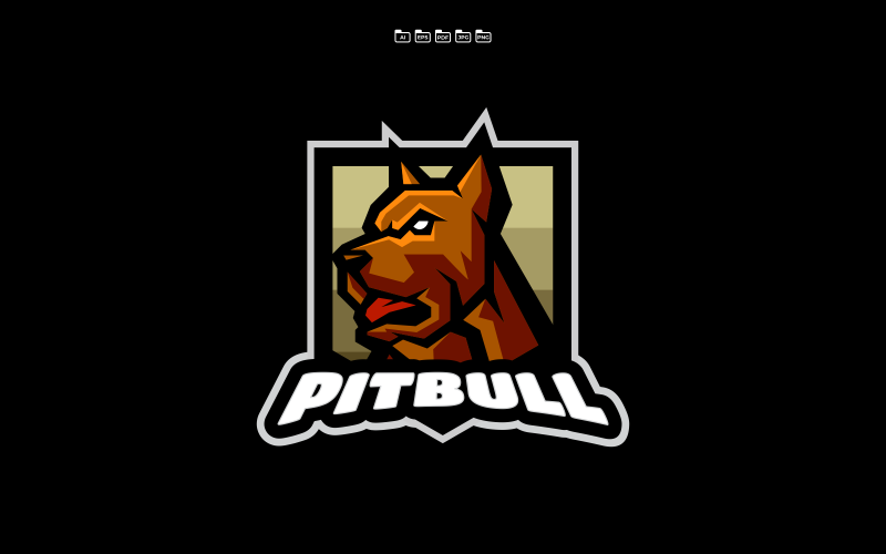 Modelo de Logotipo de Mascote Pitbull