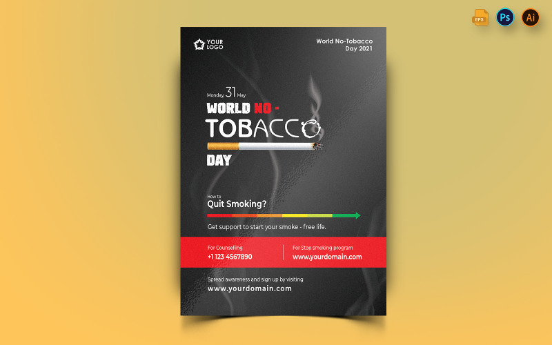 Dohányzásmentes világnap szórólapnyomtatási és közösségi médiasablonja