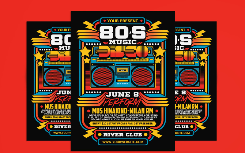 80er Retro Disco Party Flyer