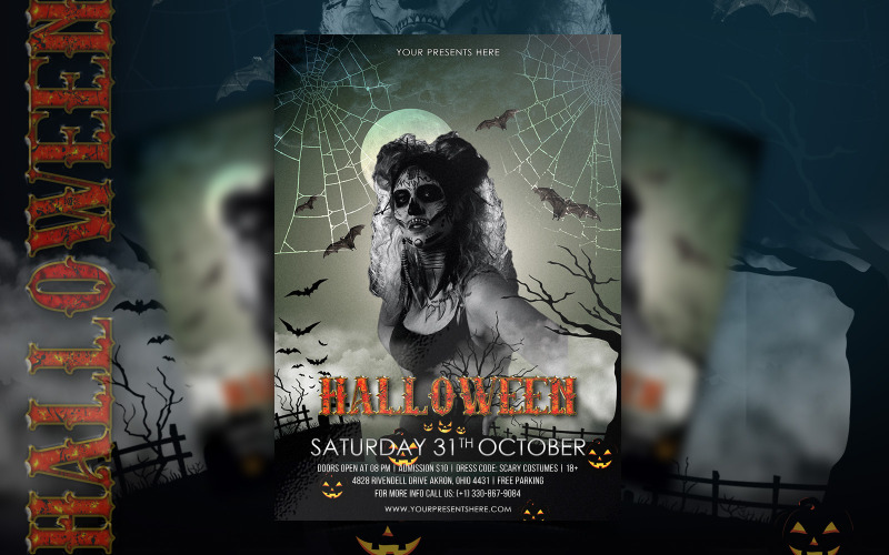 Halloween-Party-Flyer-Druck und Vorlage für soziale Medien