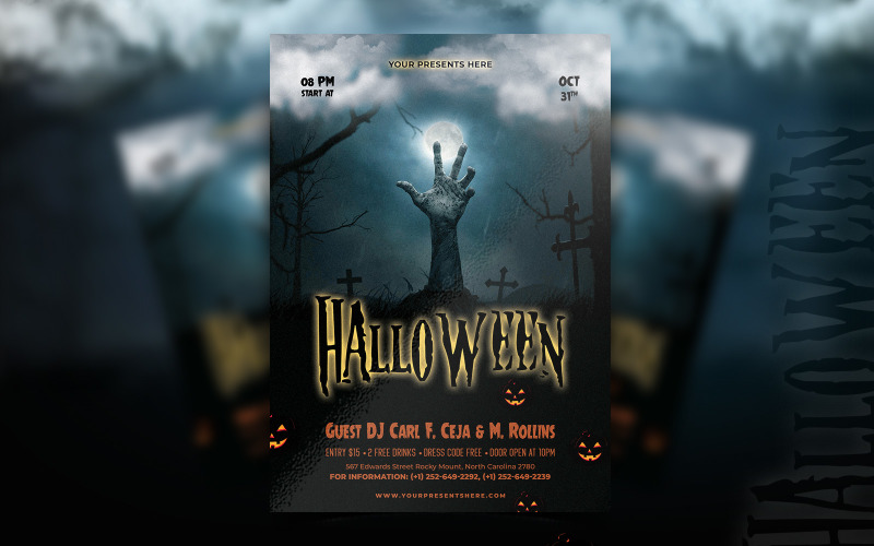 Halloween Party Flyer Print en Social Media Template-02