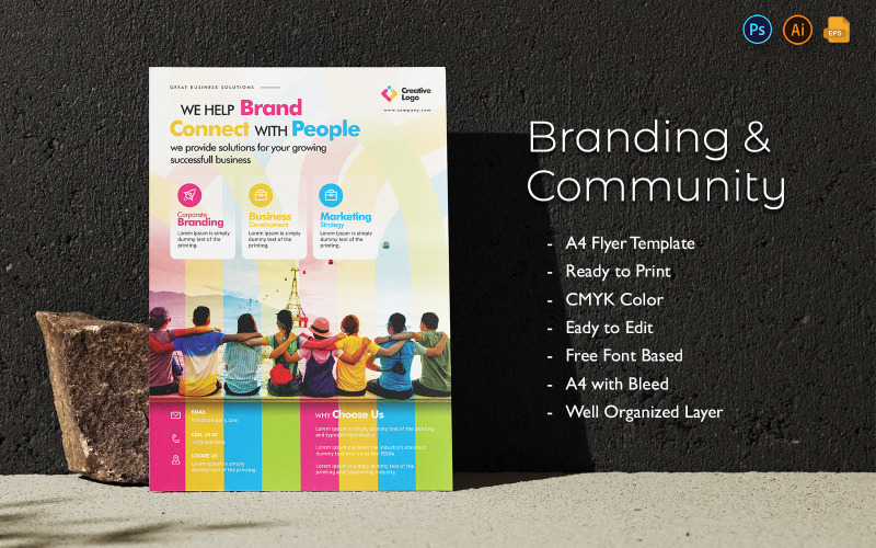 Brand Connect With People Flyer Print et modèle de médias sociaux
