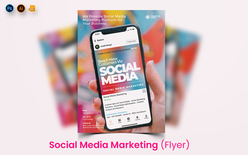 Social Media Marketing Flyer Print and Social Media Template
