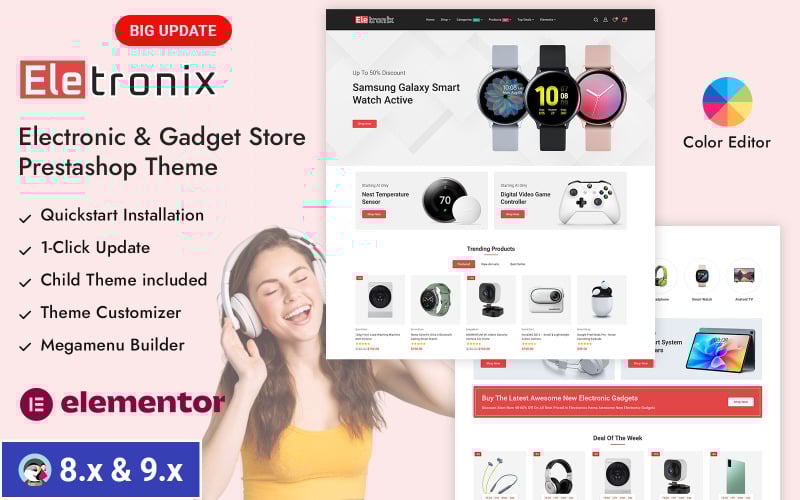 Eletronix - 电子产品和电脑商店 Prestashop 响应式主题