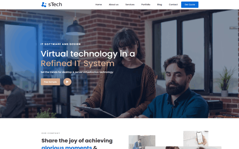 sTech - HTML5-sjabloon voor technologie IT-oplossingen