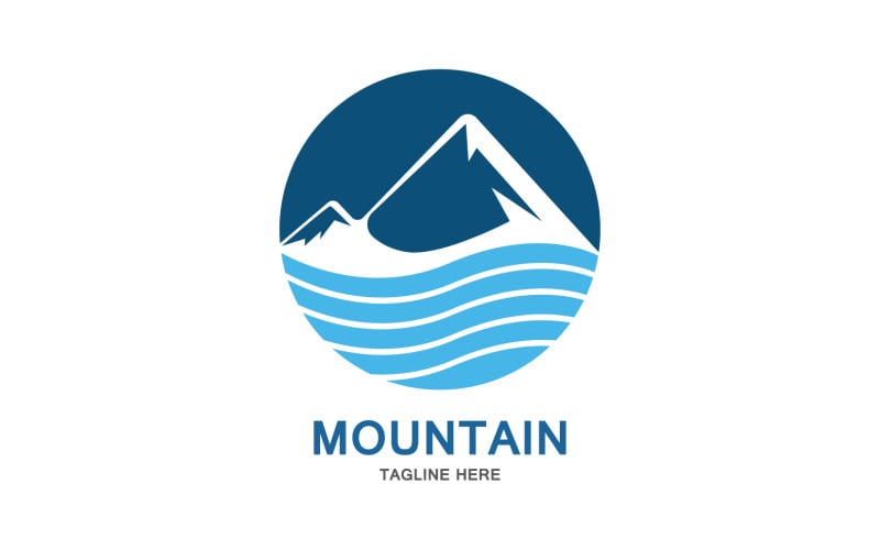 Icona di montagna Logo Design paesaggio vettoriale V7