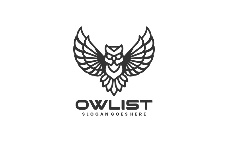 chouette, oiseau, ligne, art, logo, style