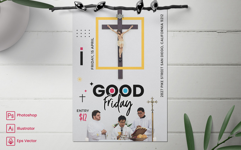 Karfreitag-Flyer-Druck und Vorlage für soziale Medien