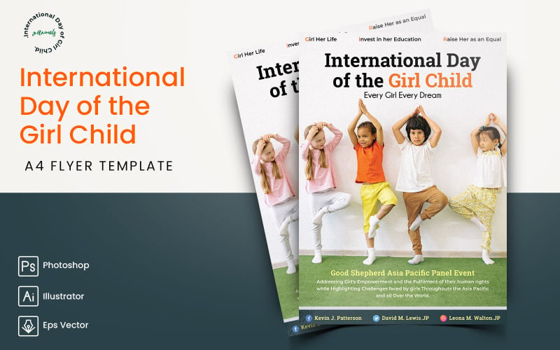 Міжнародний день дівчаток для друкованих листівок і шаблонів соціальних мереж