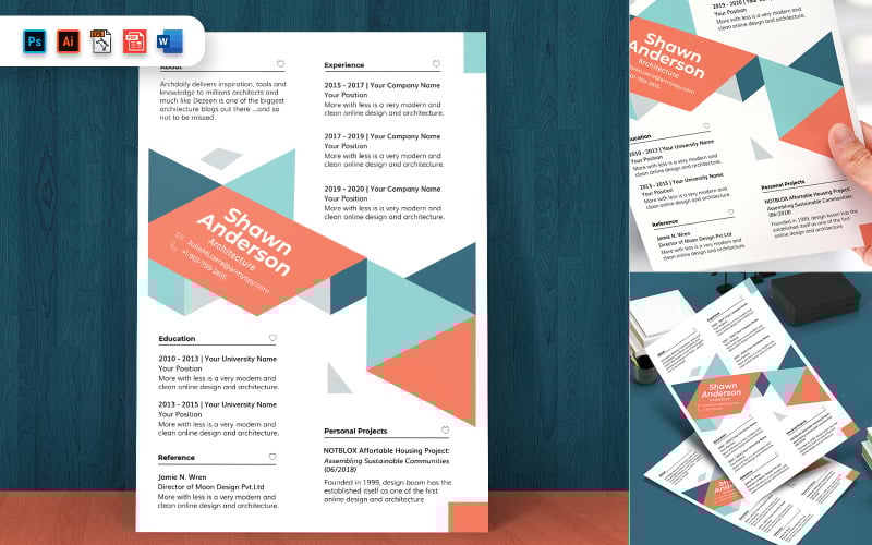 Architect Designer CV CV A4 afdrukbare sjabloon