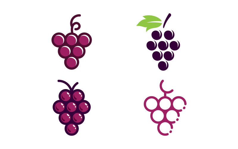 Design de ícone de logotipo de frutas de uva Vector V5
