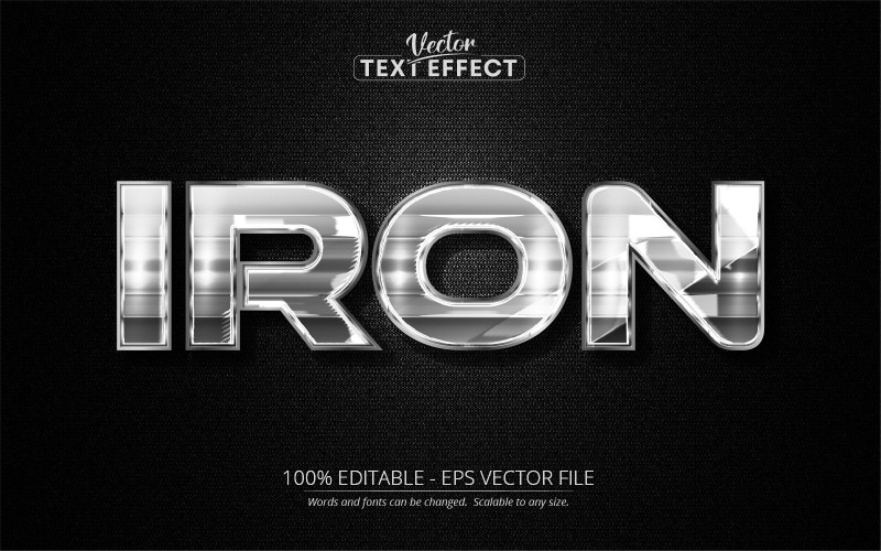 Ferro - Effetto testo modificabile, stile testo metallico e argento, illustrazione grafica
