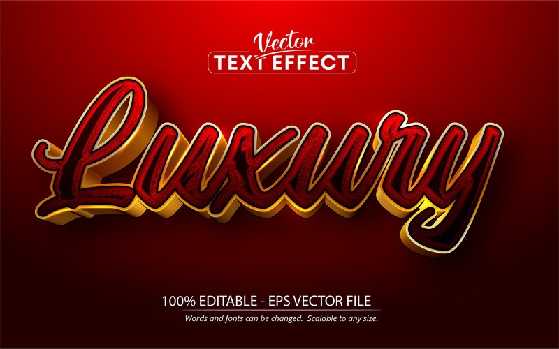 Luxus - Bearbeitbarer Texteffekt, glänzendes Gold und roter Textstil, Grafikillustration