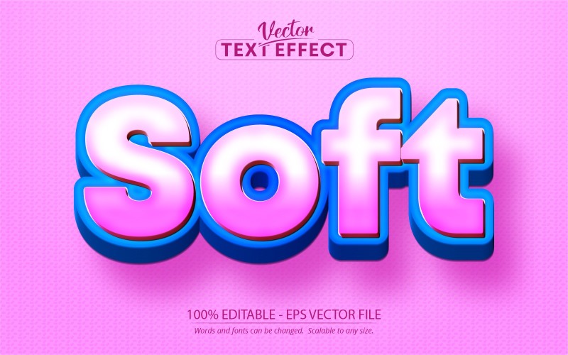 М’який – текстовий ефект, який можна редагувати, стиль мультфільму рожево-блакитний, графічна ілюстрація