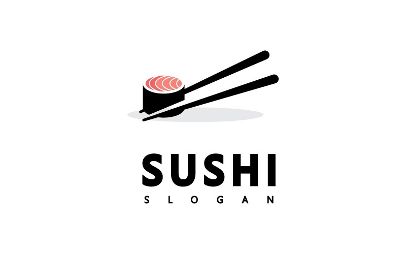 Sushi-logotypikondesignvektor, japansk matlogosymbol V2