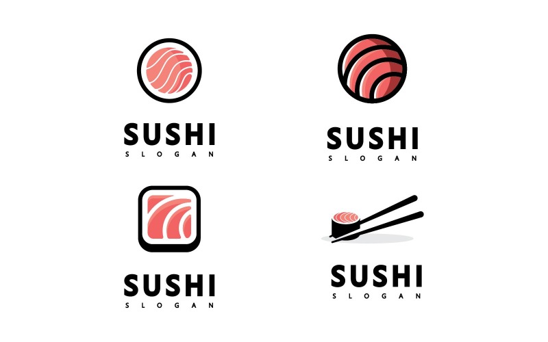 Vecteur de conception d'icône de logo de sushi, symbole de logo de nourriture japonaise V5