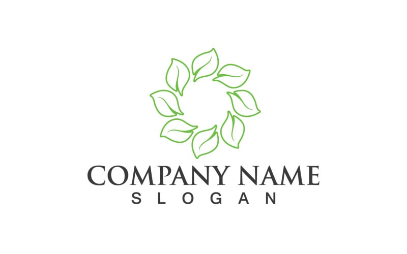 Green Eco Leaf Tree Nature Logo Vector Design V85