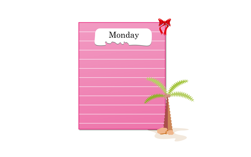 Vecteur de cahier rose du lundi
