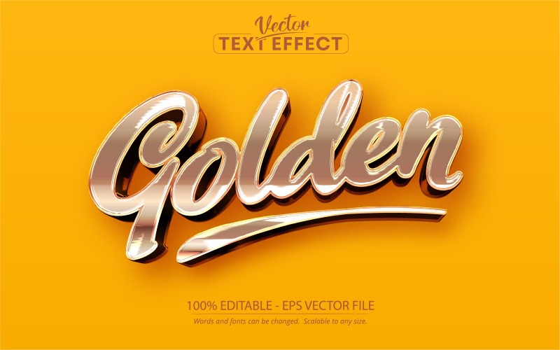 Golden - redigerbar texteffekt, glänsande guld och gul textstil, grafikillustration
