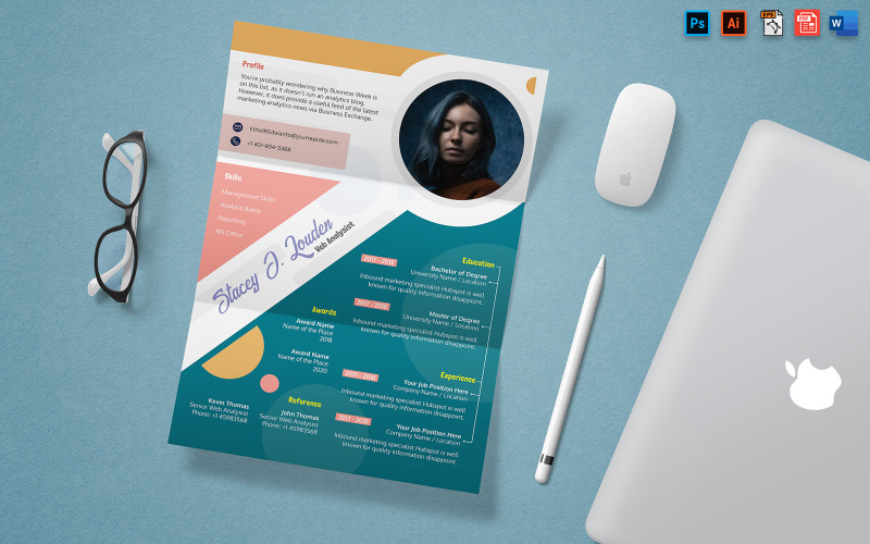 Modèle d'impression A4 de CV de gestionnaire d'administration