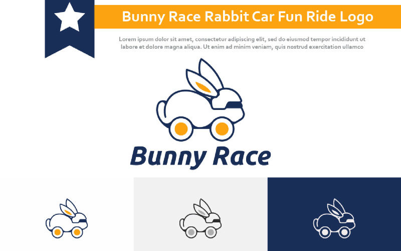 Bunny Race Rabbit Car Zabawna jazda Motoryzacyjna Logo