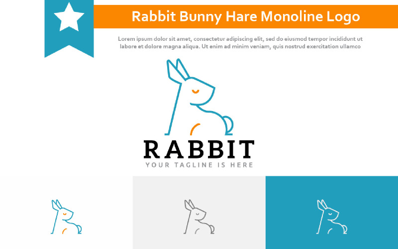 Элегантный Кролик Кролик Заяц Монолайн Простой Логотип