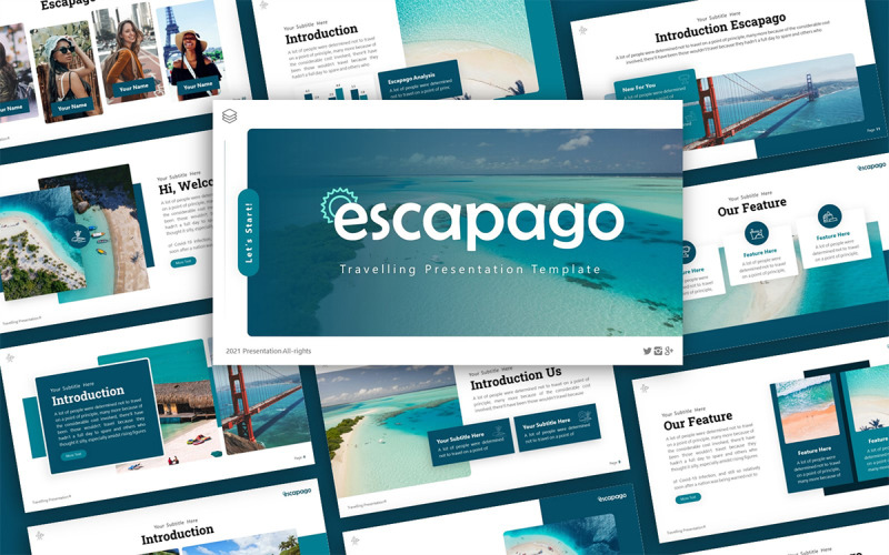 Escapago Traveling Multipurpose PowerPoint prezentační šablona