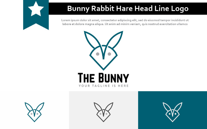 Logo de ligne moderne simple tête de lièvre lapin lapin