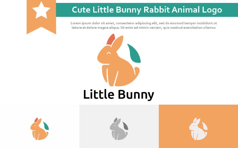 Милый Маленький Кролик Кролик Простой Логотип Животных