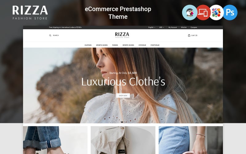 Rizza - Fashion and Shoes Store Prestashop Theme