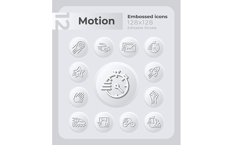Beweging reliëf Icons Set