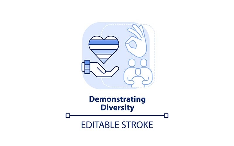 Demostrando el icono del concepto azul claro de diversidad